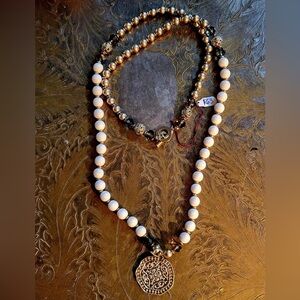 Premier Designs Pompeii Gold Beaded Necklace & Bracelet Set